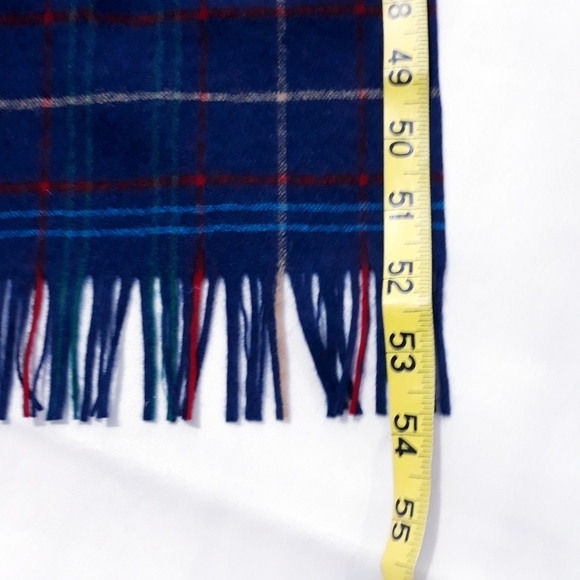 Vintage 80's Pendleton 100% Pure Virgin Wool Navy and Red Plaid Scarf Unisex - Picture 4 of 7